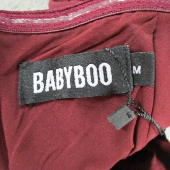 BABYBOO Yulia Maxi Dress Womens Medium Cherry Lacquer Red Split Back Pleat Front - Picture 6 of 8